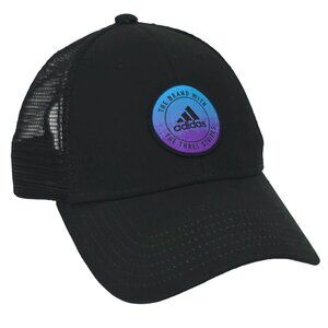 Adidas Trucker Hat Black Snapback Mesh Cap OSFA Adjustable Strap Gradient Logo